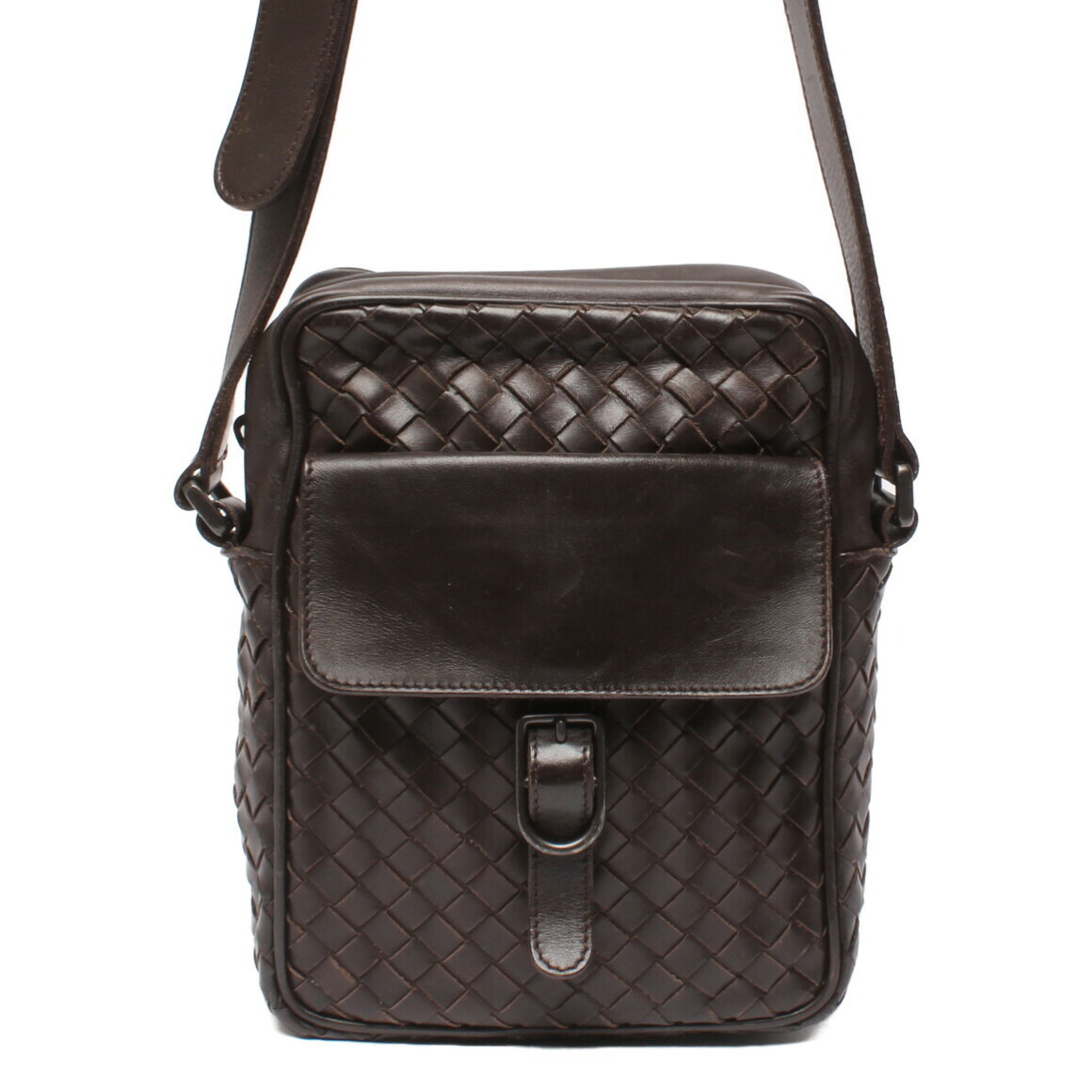 Bottega Veneta Intrecciato Leather Shoulder Bag Woven Brown